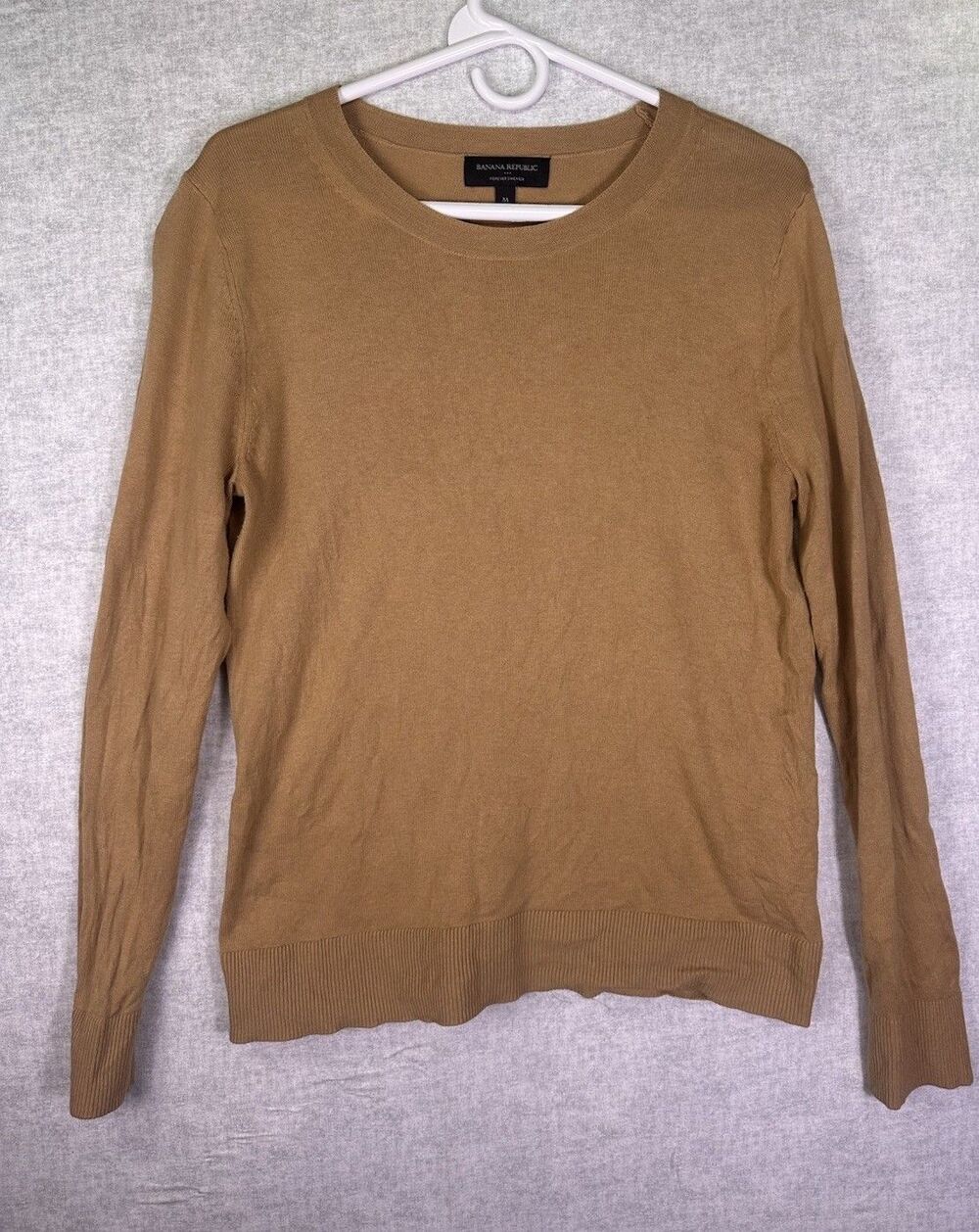 Banana Republic Forever Sweater Women M Camel Brown Lightweight EUC Cotton